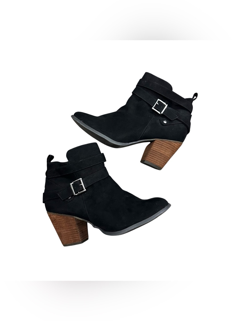 Torrid Women’s 10WW Black Stacked Heel Ankle Booties Buckle Western Wide
